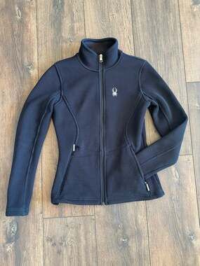 Spyder Women’s Small Black Full Zip Rib Fleece Jacket Ski Outdoor Performance